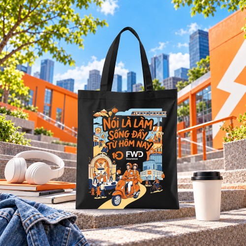 TÚI TOTE KỶ NIỆM 10 NĂM ĐEN