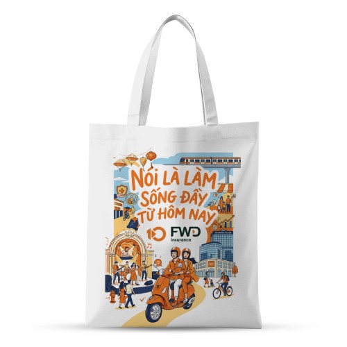 TÚI TOTE KỶ NIỆM 10 NĂM TRẮNG 