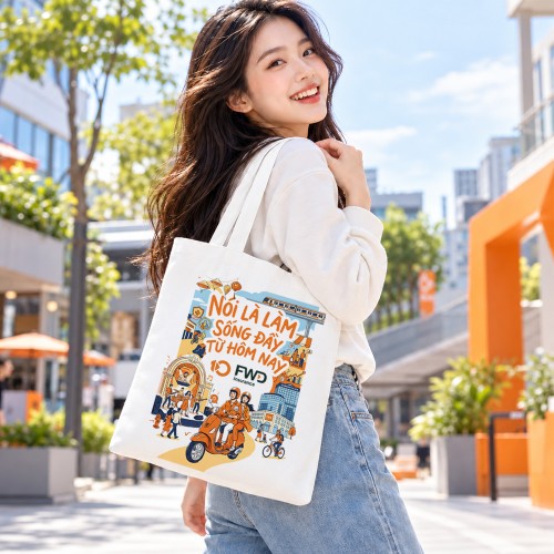 TÚI TOTE KỶ NIỆM 10 NĂM TRẮNG
