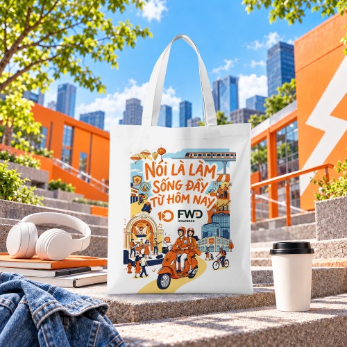 TÚI TOTE KỶ NIỆM 10 NĂM TRẮNG 