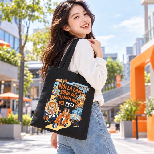 TÚI TOTE KỶ NIỆM 10 NĂM ĐEN