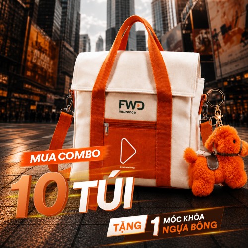 COMBO 10 TÚI CANVAS TẶNG 1 NGỰA BÔNG
